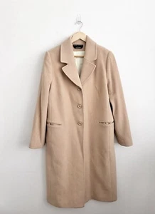 Perri Cutten Beige Wool Cashmere Long Coat w/ Pockets Size Large Made In Aus - Picture 1 of 16