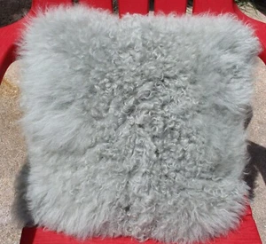 West Elm NEU perlgrau Wolle mongolisches Lamm Überwurf Kissenbezug & Einlage 16 x 16 - Bild 1 von 7