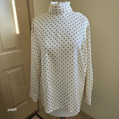 Vintage pure silk Nordstrom tailored clothing polka dot turtleneck top size 12 - Image 1 of 4