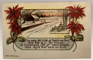 El mismo deseo antiguo en Navidad, flores de pascua, postal vintage - Imagen 1 de 2