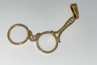Pierre Lang Vergoldet Brille Anhänger / Schmuck / Alter Schmuck / Außergewöhnlic - Bild 1 von 4