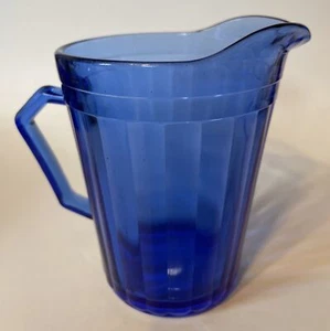 Vintage Art Deco Cobalt Blue Glass Large Cream Pitcher 4.5” High - Picture 1 of 6