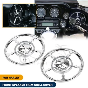 Motorcycle Chrome Speaker Trim Grill Cover For Harley Electra Street Glide FLHX - Bild 1 von 12