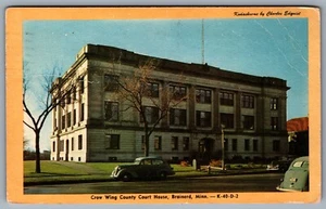 Postcard Brainerd MN c1950s Crow Wing County Court House Old Cars - Picture 1 of 2