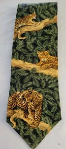 Vintage Krawatte mit Leopardenmuster von gefährdeten Arten "SILENT STALKER", 100 % Seide - Bild 1 von 6
