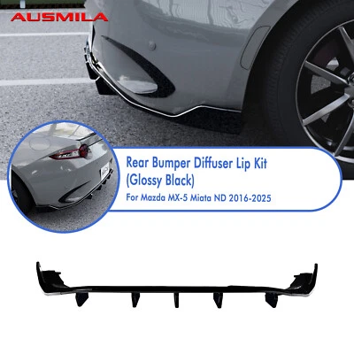 Rear Bumper Diffuser Lip Body Kit Guard For Mazda MX-5 Miata ND 2016-2025 Black - Image 1 of 4