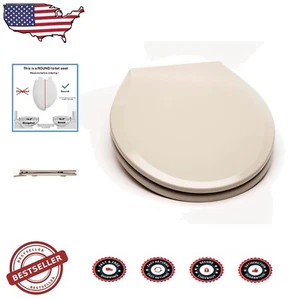 Durable Round Wood Toilet Seat in Silver Gray with Quik-Lok Fastening System - Picture 1 of 12