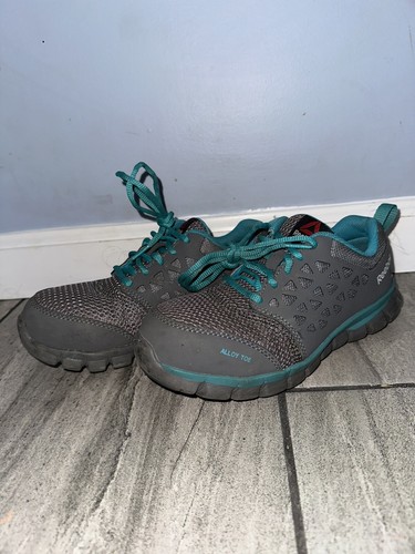 Sneakers da lavoro Reebok cuscino punta in lega da donna taglia 6 M grigio acqua