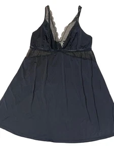 Soma Black Lace Trim Sleeveless Nightgown Adjustable Straps Size Large - Picture 1 of 5