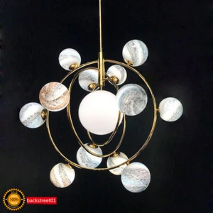 Universe Moon Sun Earth Chandelier Glass Planet LED Fixture Light Ceiling Lamp - Picture 1 of 16