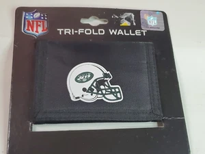 NFL New York Jets Tri-Fold Wallet Officialy Licensed Football Black Nylon - Picture 1 of 5