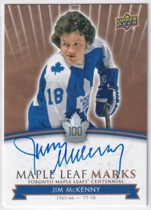 2017-18 Toronto Maple Leafs Centennial Maple Leaf Marks #MC Jim McKenny AUTO *B*