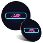 Mouse Mat & Coaster Set Neon Sign Design Jake Name #352022