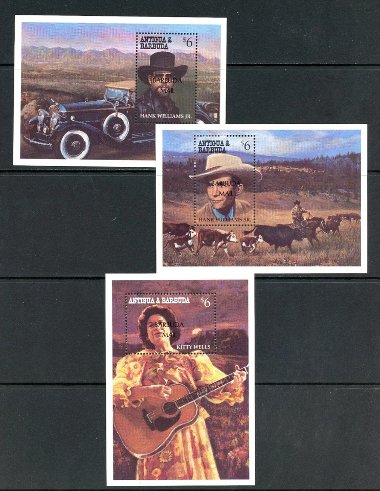 Q523   Barbuda  1996   Country music singers  OVERPRINTED    sheets - Image 1 of 1