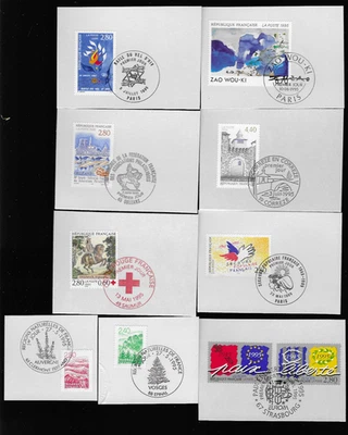 France Collection of 18 PM 1995 Pictorial Fancy Cancel Stamps on Piece - Image 1 of 2