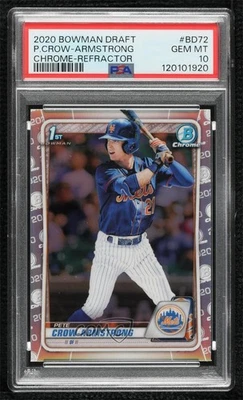 2020 Bowman Draft Chrome Refractor Pete Crow-Armstrong #BD-72 PSA 10 GEM MT - Image 1 of 2