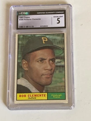 1961 Topps Baseball #388 Roberto Clemente Card-CGC 5 EX Pirates - Image 1 of 2