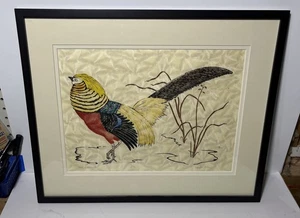 ART PRINT SIGNED AND NUMBERED LIMITED EDITION GOLDEN PHEASANT BY ELFRIEDE ABBE - Picture 1 of 8