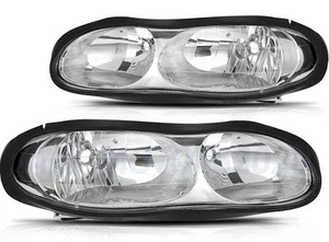 For 1998-2002 Chevy Camaro Z28 Front Headlights Assembly Chrome Lamps Left+Right - Picture 1 of 7
