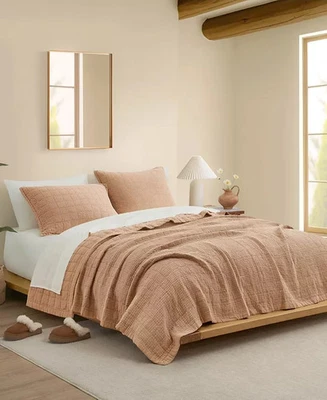UGG Brown Sandalwood Campo Cotton Quilt Set Full Queen New $150 - Image 1 of 4
