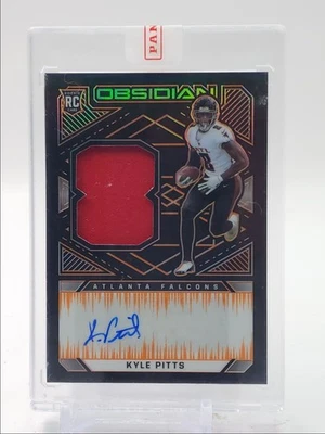 KYLE PITTS 2021 OBSIDIAN RPA ROOKIES PATCH ORANGE ETCH RC AUTO /99 Q0361 - Image 1 of 2
