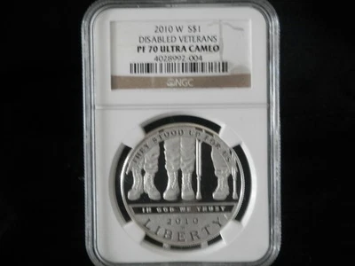 2010-W $1 Disabled Veterans Silver Dollar NGC PF70 Ultra Cameo - Image 1 of 3
