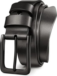 Herren Schwarz Eleganter Gürtel - 1,5" Echtleder Freizeit & Formeller Gürtel - Bild 1 von 5