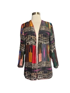 ETRO Reversible Silk Jacket 44 US 8 Multicolor Ethnic Tribal Floral Print - Picture 1 of 8