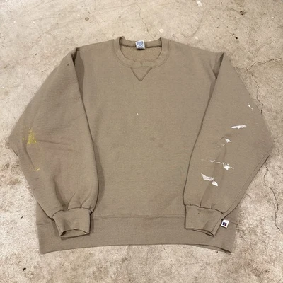 Sudadera de Colección Años 90 Russell Athletic ANGUSTIADA Cuello Redondo Para Hombre Grande Tostada Foto 1 de 4