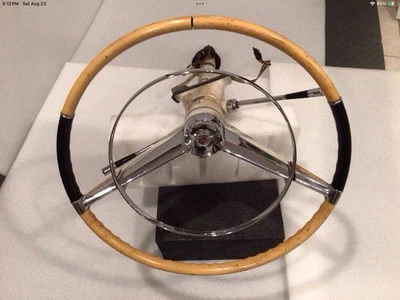 OEM 1957-1958 CADILLAC ELDORADO BIARRITZ STEERING WHEEL HORN RING & COLUMN OEM - Image 1 of 4