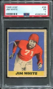 1949 Leaf #39 Jim White PSA 1 New York Giants Notre Dame - Bild 1 von 1