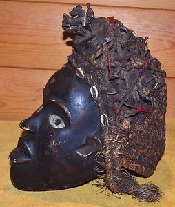 Antigua máscara fetiche de uñas tribal bakongo africana corona de espinas Congo, África - Imagen 1 de 7
