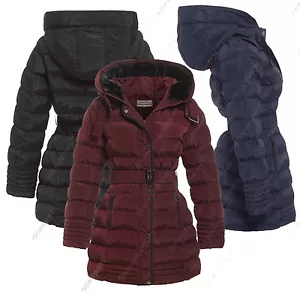 NUEVO Talla 8 10 12 14 16 Mujer ABRIGO ACOLCHADO Damas CHAQUETA PIEL ACOLCHADA PARKA NEGRA - Imagen 1 de 11