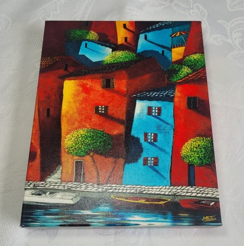 Miguel Freitas Print on Canvas Signed Wall Art Hanging 8 x 10 -Houses & Boats Cover