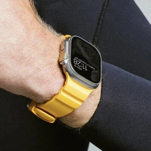 MONTANA Yellow Soft Silicone Apple Watch Ultra Loop Band Strap 49MM 45MM 44MM - Picture 1 of 8