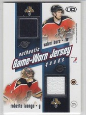 2002-03 PACIFIC HEADS UP KHABIBULIN RICHARDS BURE LUONGO JERSEY QUAD GAME WORN