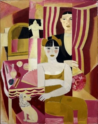 The Box by Gustave De Smet 1928 Flemish Expressionist Geometric Dog Pink Intense - Image 1 of 2