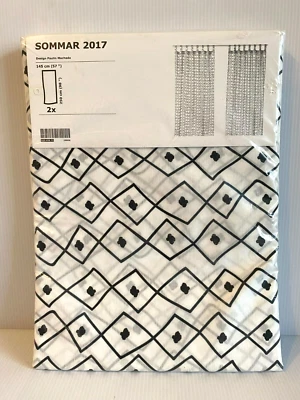 NUEVO ~ IKEA Sommar 2017 cortinas cortinas blanco y negro 57” X 98” 2 paneles Foto 1 de 4