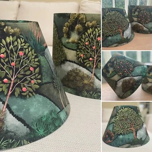 Trees Green Tapered Lamp Shade Fabric Countryside Woodland 30cm Conical Empire - Picture 1 of 23