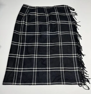 First Issue Liz Claiborne Black and White Plaid Skirt with Fringe Size 18 - Picture 1 of 11