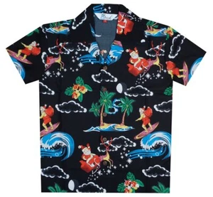 Hawaiian Shirts Boys Christmas Santa Beach Party Short Sleeve Holiday Casual - Picture 1 of 14