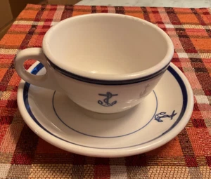 Homer Laughlin US Navy Fouled Anchor Cup And Saucer Set, vintage, nice - Picture 1 of 4
