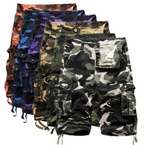 Mens Cargo Shorts Military Combat Trousers Work Pocket Camo Pants 29-48 - Picture 1 of 16