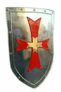 Scudo riscaldatore medievale 28" Templare Amour 20 G scudo crociato scudo gioco - Foto 1 di 5