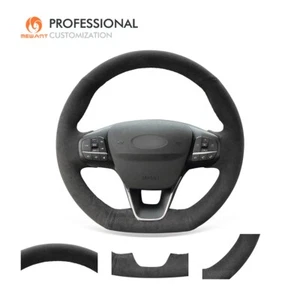 MEWANT Stitch Alcantara Steering Wheel Wrap for Ford Focus Fiesta Kuga (ST-Line) - Picture 1 of 10