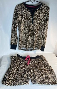 Betsey Johnson leopard Womens thermals pajama set small  - Picture 1 of 7