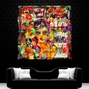 LEINWAND BILD ER XXL POP ART ABSTRAKT STREET ART GRAFFITI BUNT KUBISMUS - Bild 1 von 5