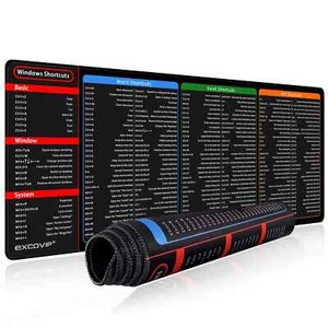 Shortcuts Mauspad Excel Word Gaming Schreibtisch Tastatur Mousepad mit genähtem Rand - Bild 1 von 10