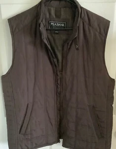 Jos A Bank - Brown Quilted Poly-Fill Vest Men's L, Full Zipper, Snap at Neck - Picture 1 of 6
