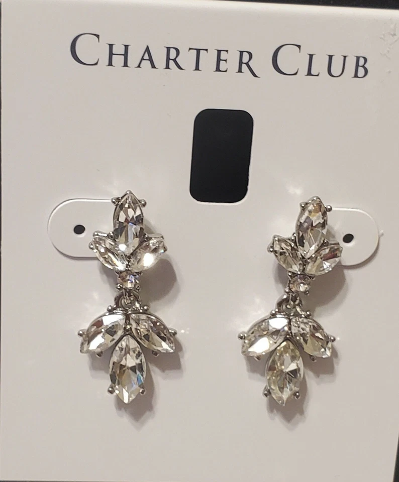 Brincos de gota de cristal tom prata Charter Club - Imagem 1 de 3